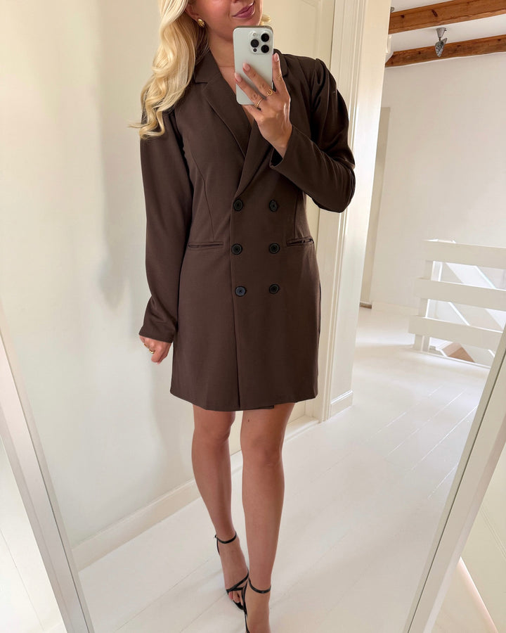 JDY kjole catia elsa ls blazer chocolate brown