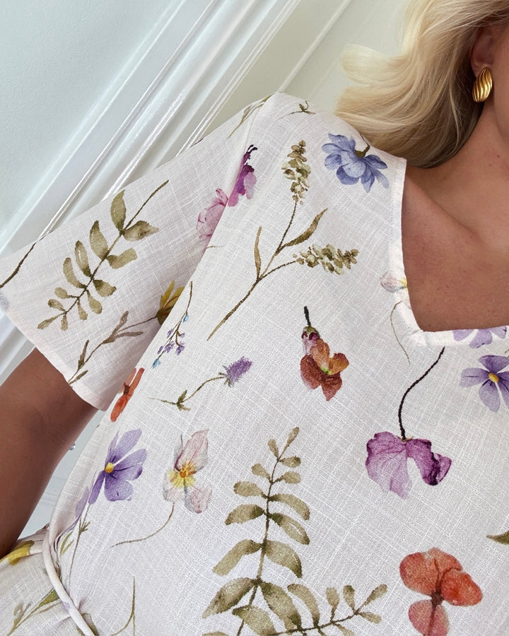 JDY kjole viola life 2/4 midi pristine garden flower