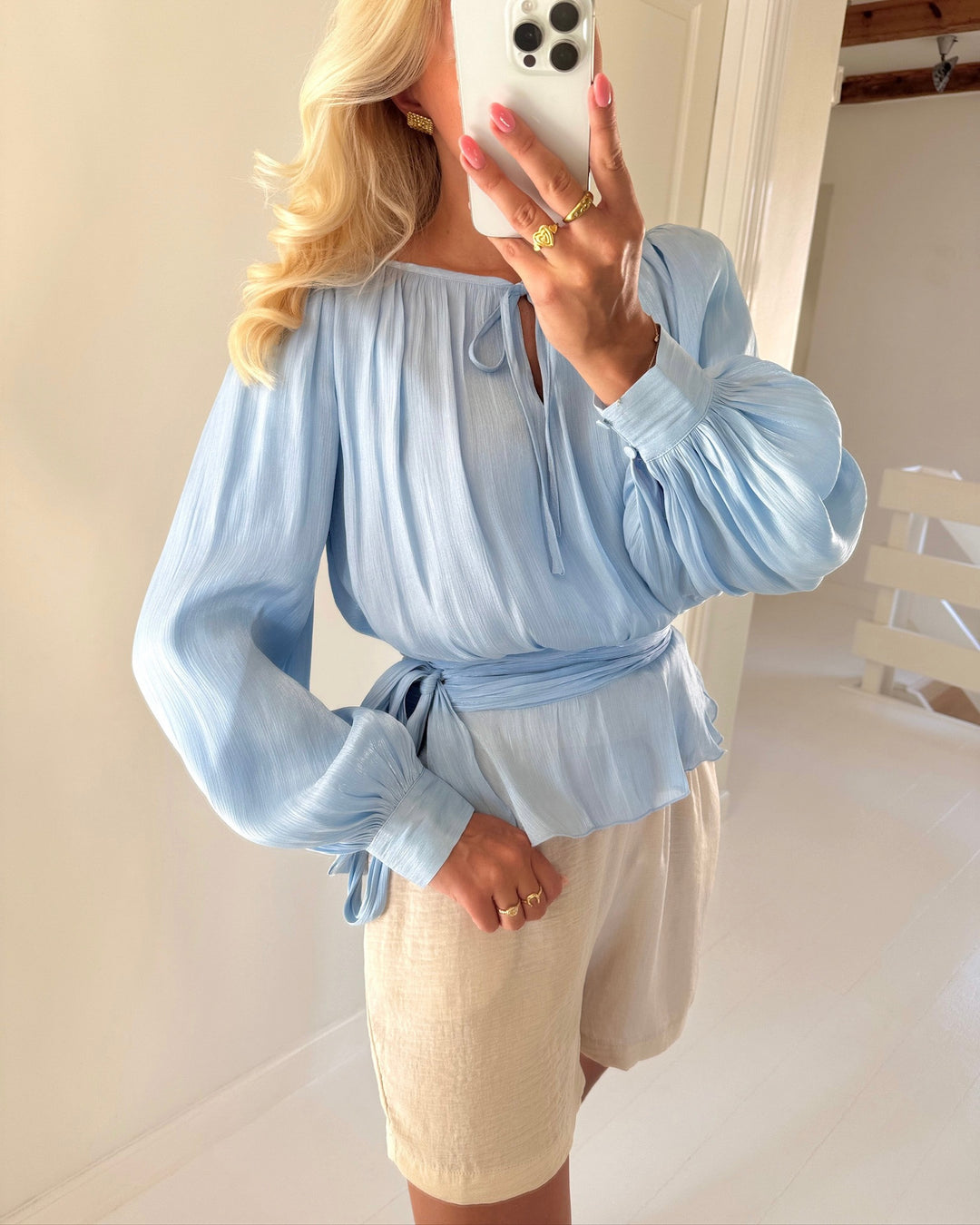 Vero Moda top elisa ls detail cashmere blue