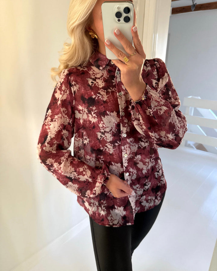 Sister's Point skjorte ebbey-sh90 bordeaux flower