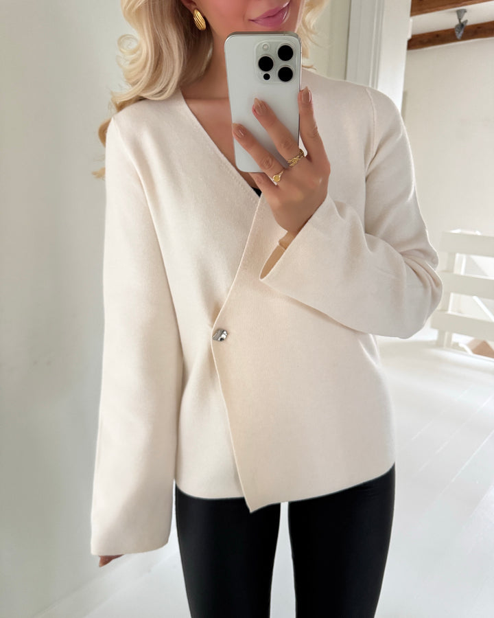 JDY cardigan prime life ls v-neck whitecap gray