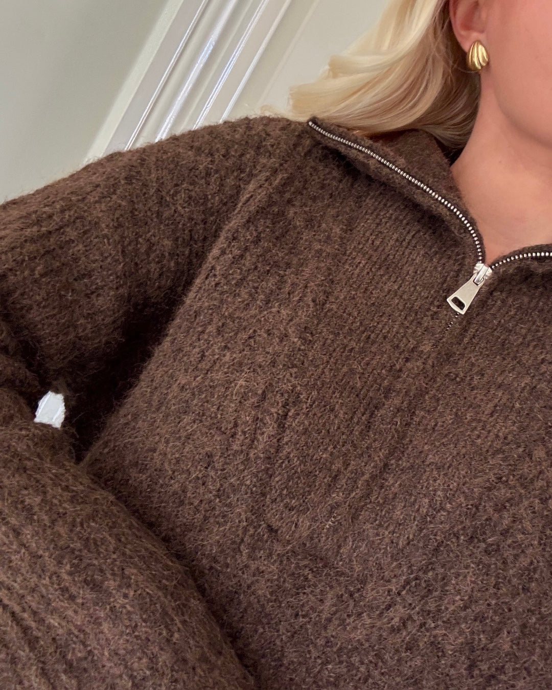 Vero Moda striktrøje nolan ls zipper chocolate torte w. melange