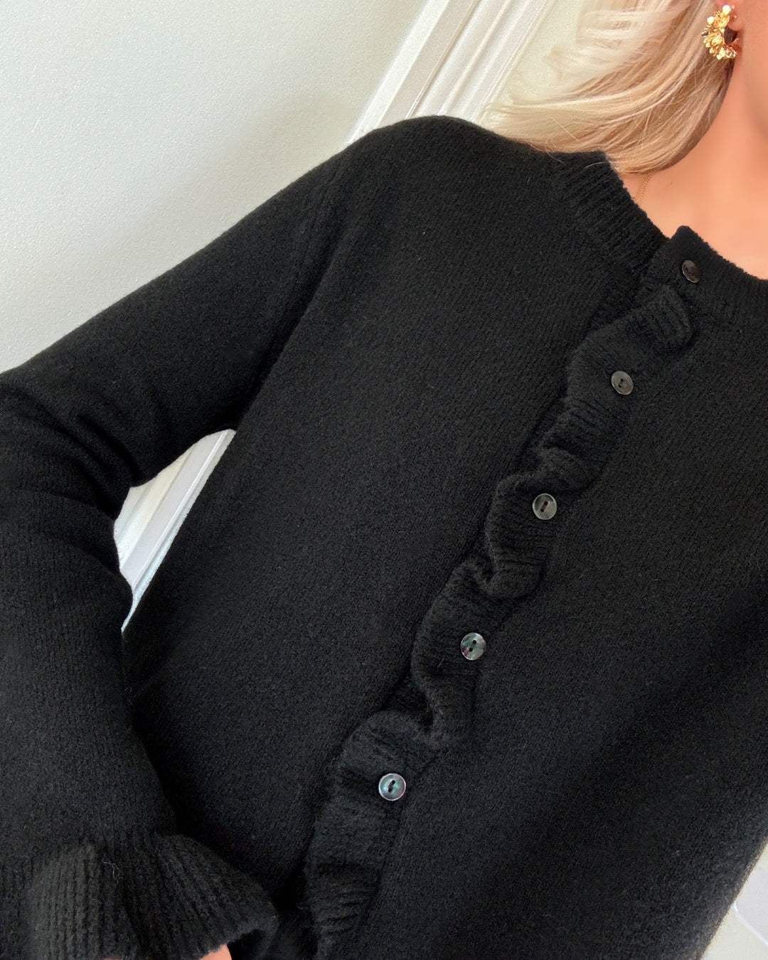 Only cardigan rima life ls frill butto cardi cs knt black/dtm button