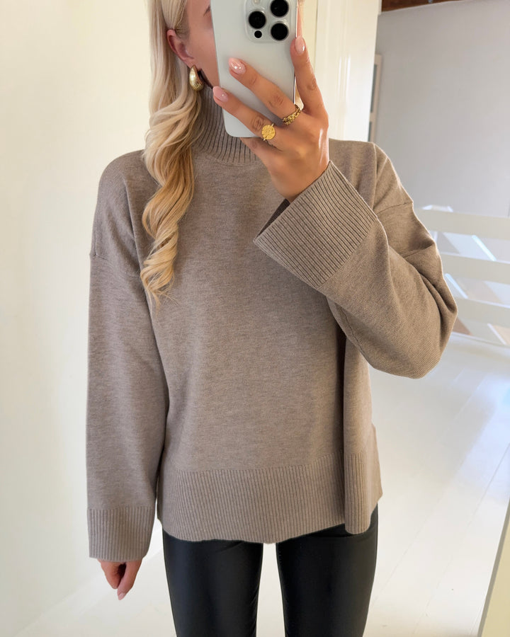 Only sweater coco life ls high neck cc knit fungi/melange - FORUDBESTILLING LEV. UGE 40