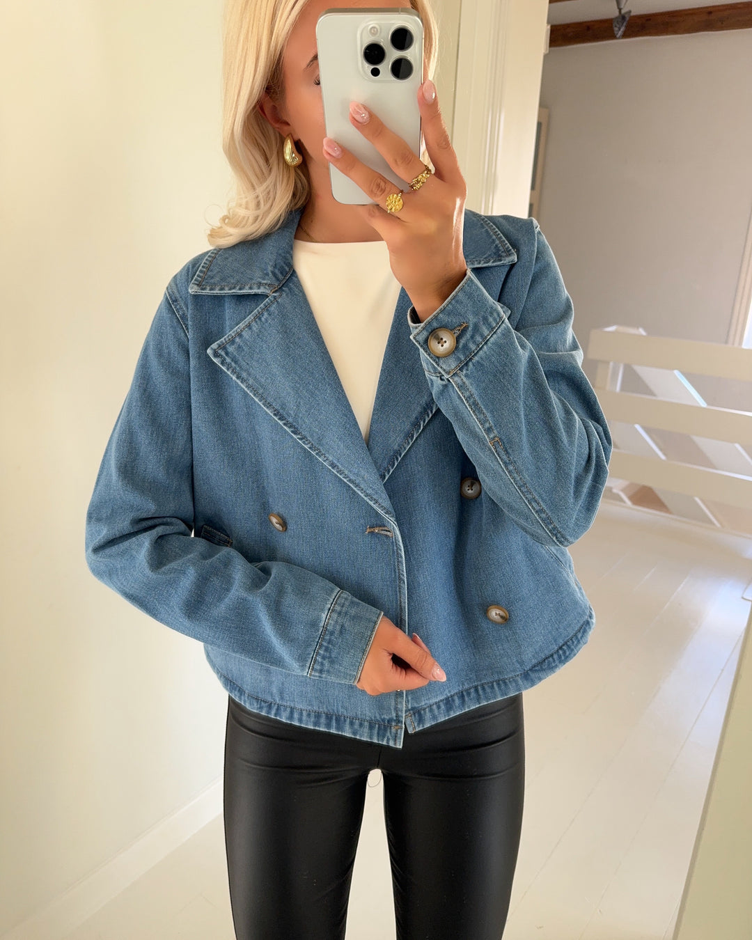 JDY jakke trina ls medium blue denim