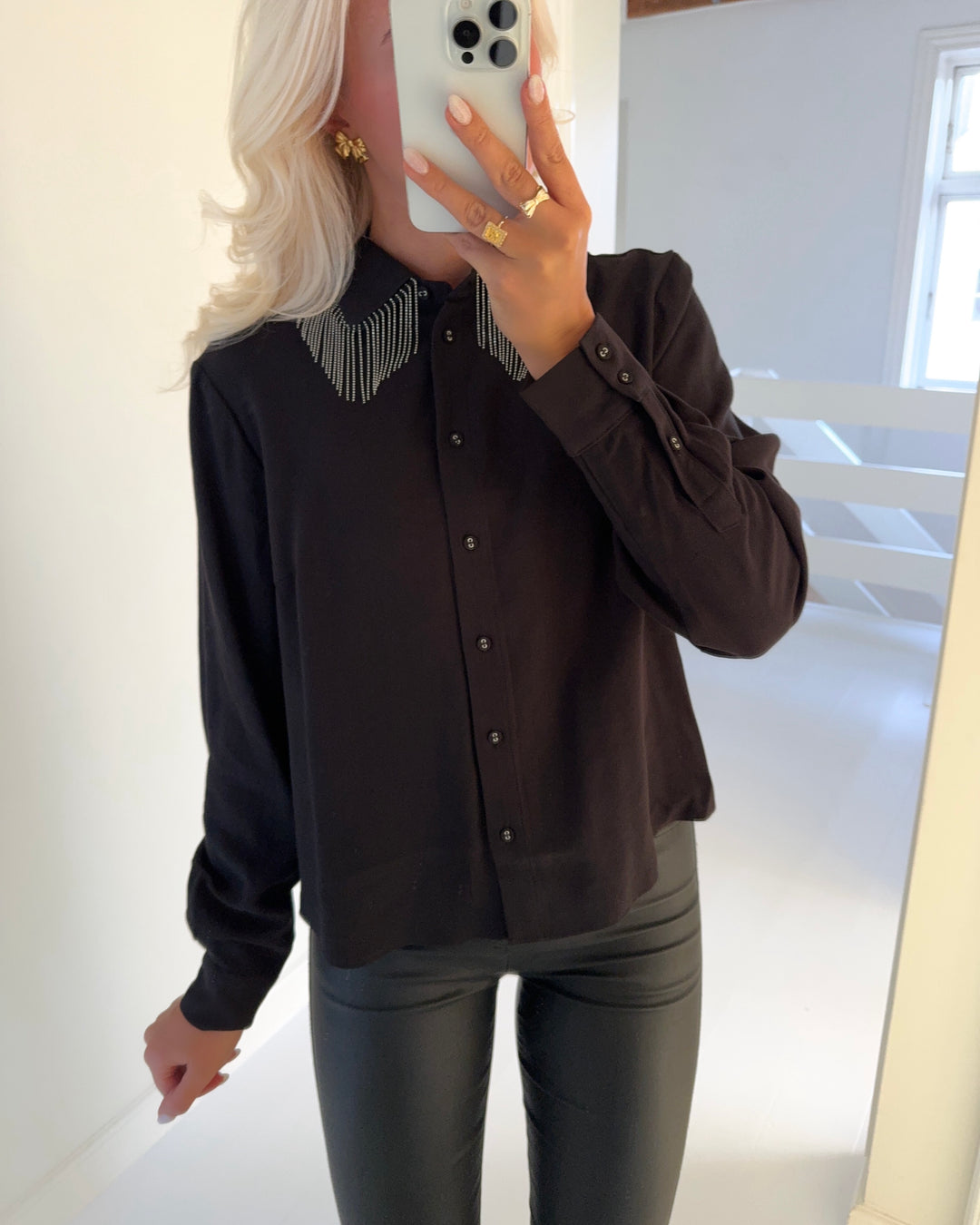 Y.A.S skjorte frima fringe ls black