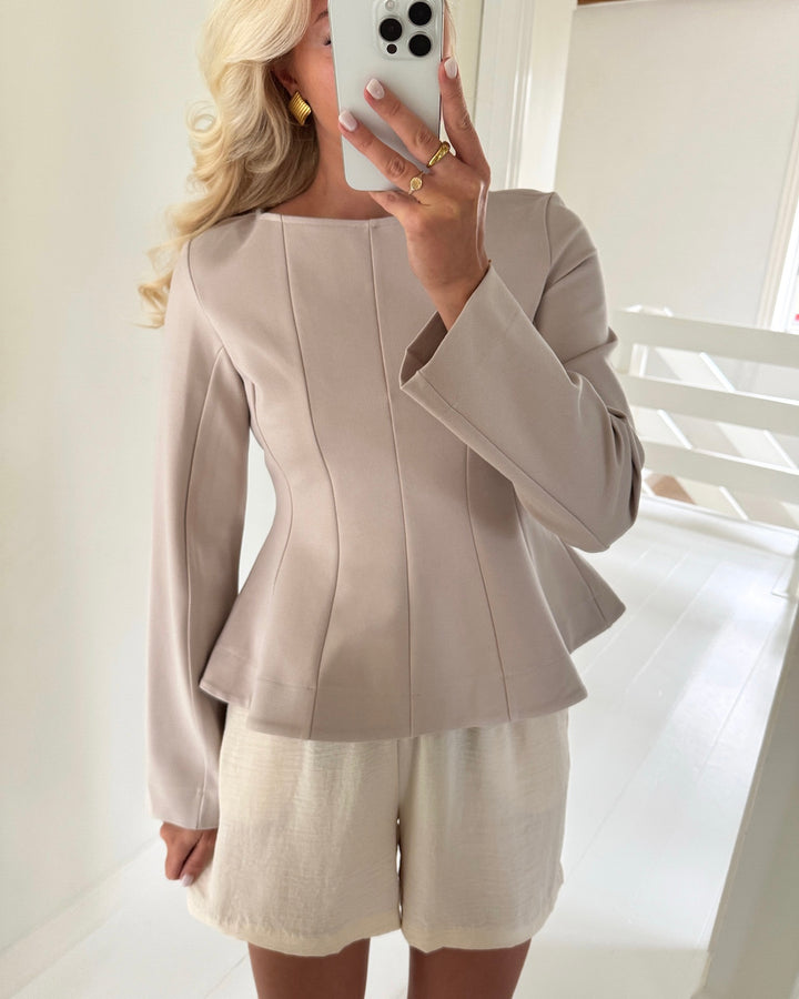 Pieces bluse gunhild ls boat neck silver gray