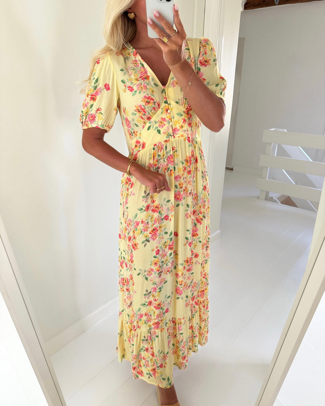 Vero Moda kjole vilma holy 2/4 golden haze/holly