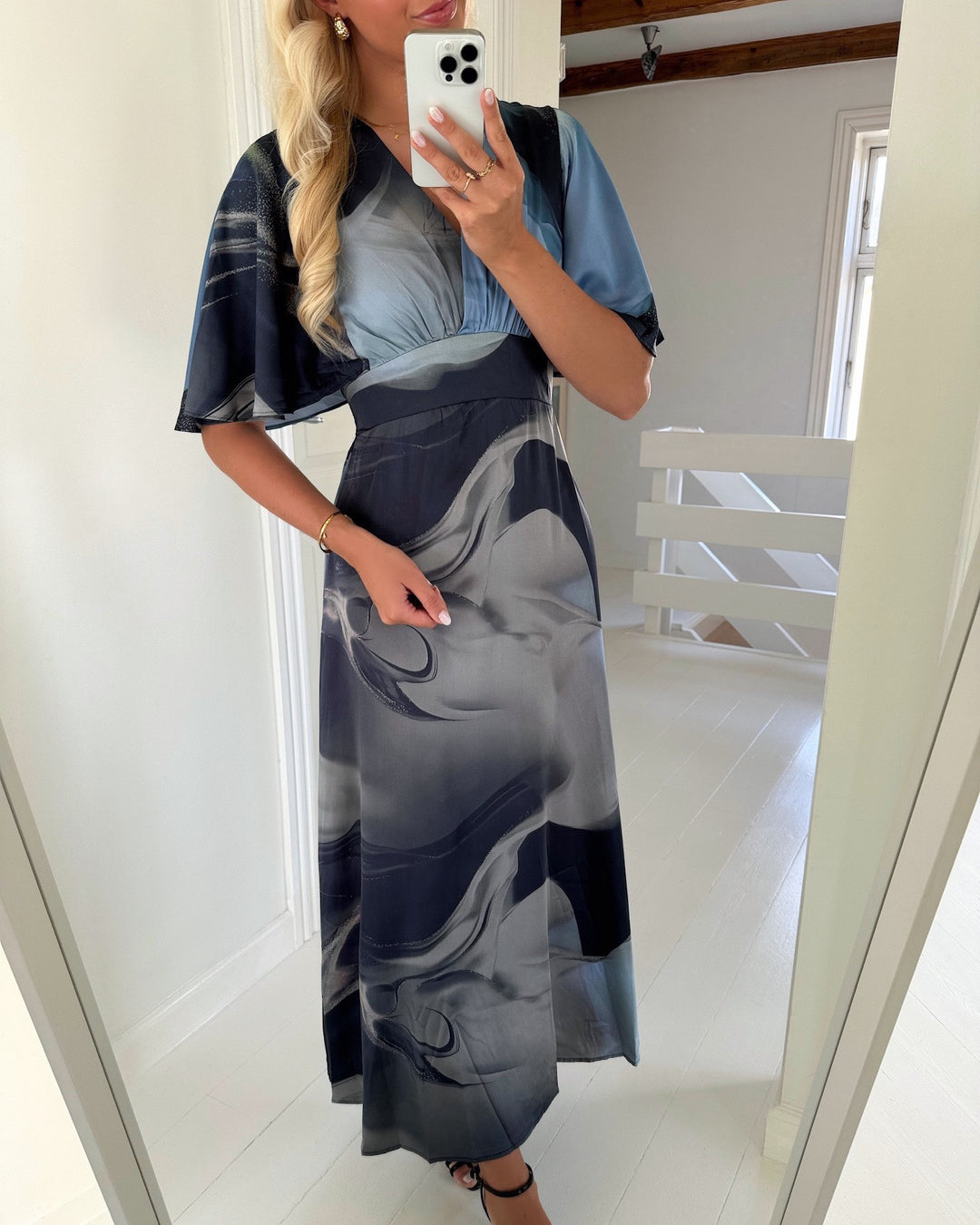 Sister’s Point kjole gisela dr17 grey/blue wave - FORUDBESTILLING LEV. UGE 32