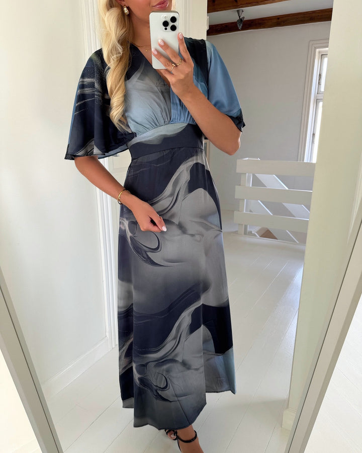 Sister’s Point kjole gisela dr17 grey/blue wave - FORUDBESTILLING LEV. UGE 32