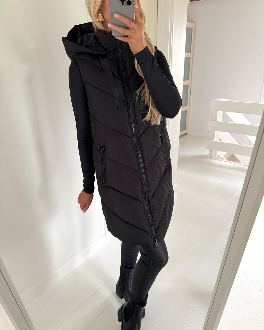 JDY vest skylar padded hood black