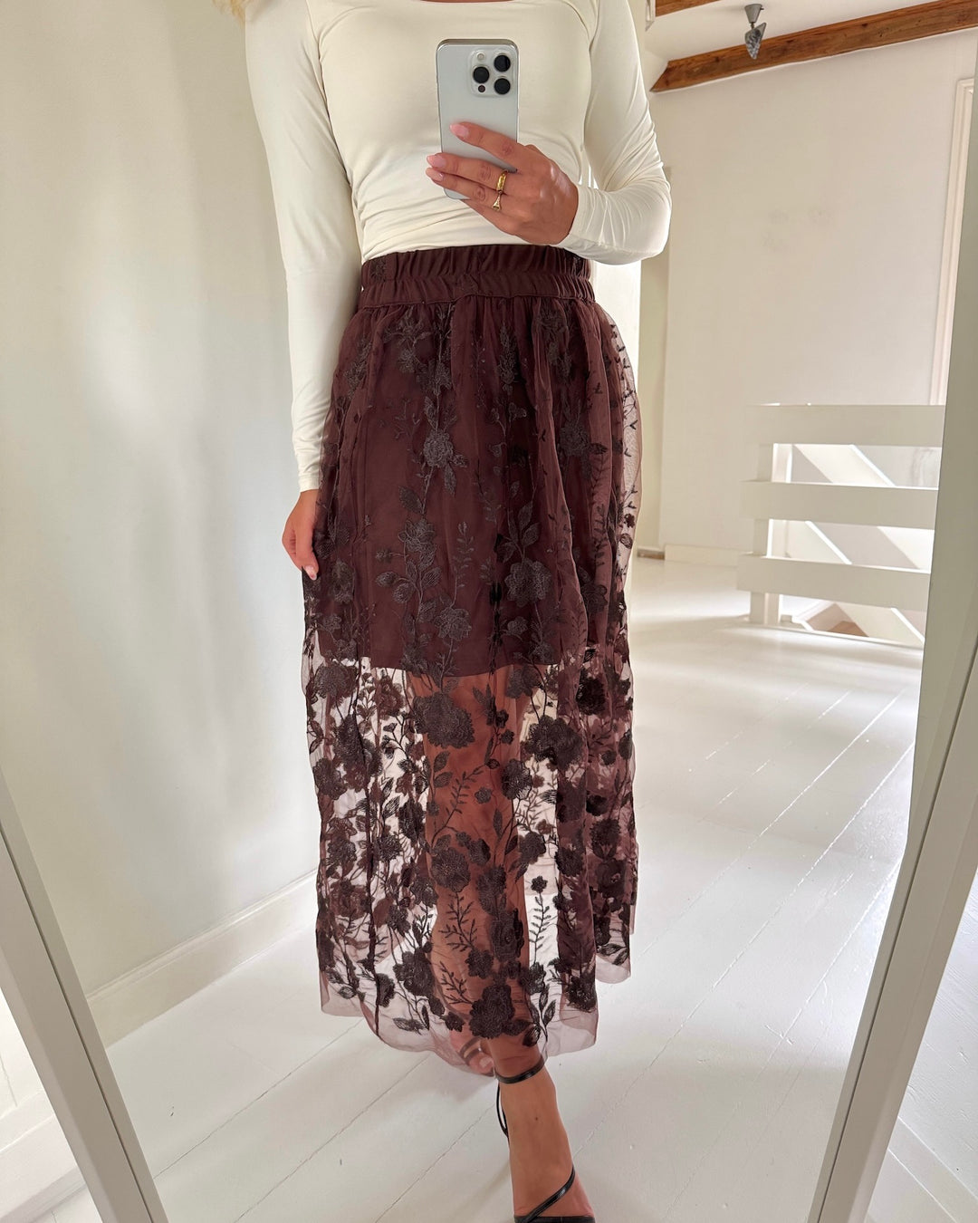 A-View nederdel fuschia dark brown