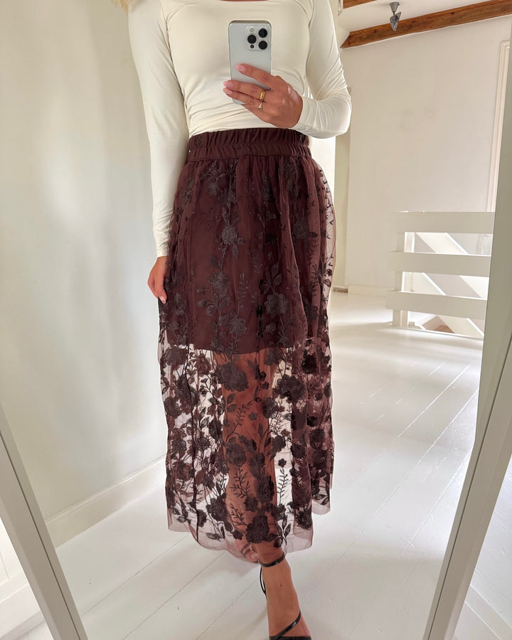 A-View nederdel fuschia dark brown