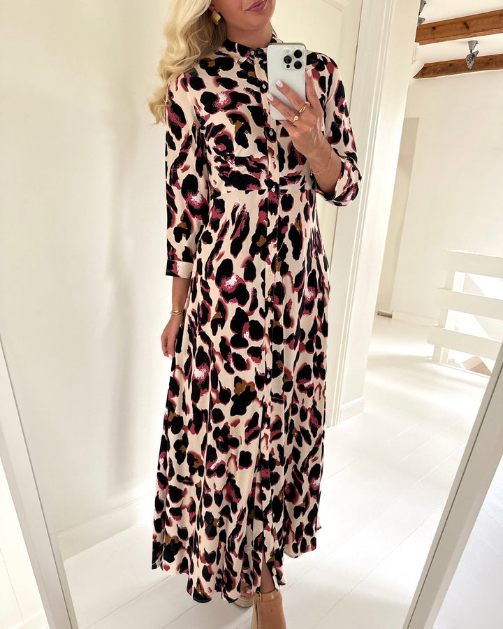 Y.A.S kjole savanna long shirt mellow rose/liro print