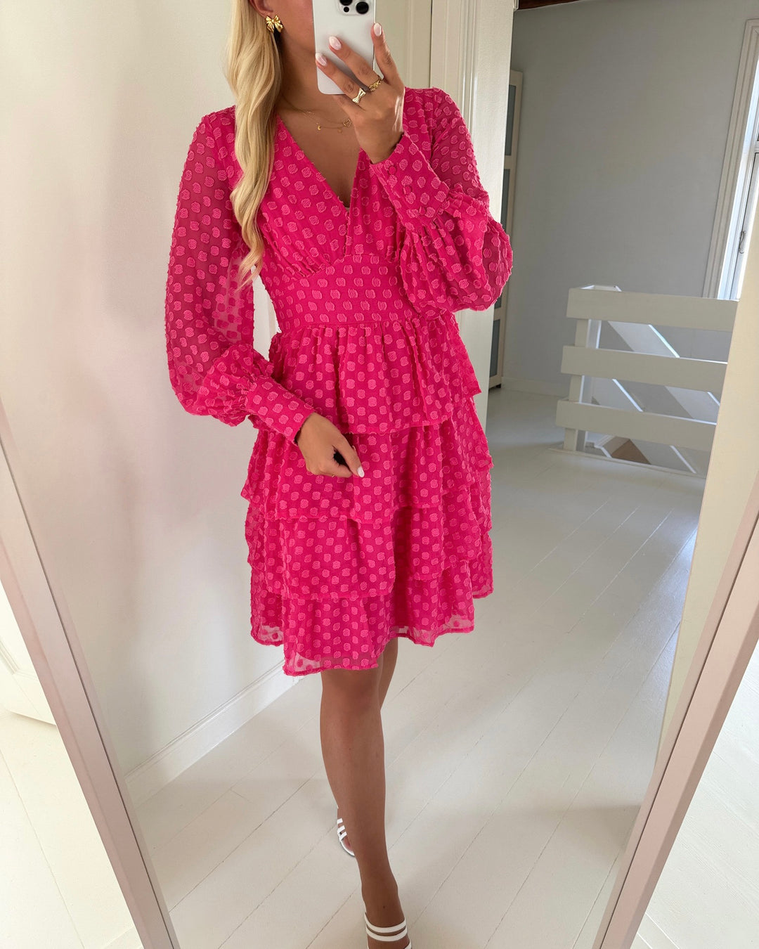 Vero Moda kjole malou ls layer short wvn pink yarrow