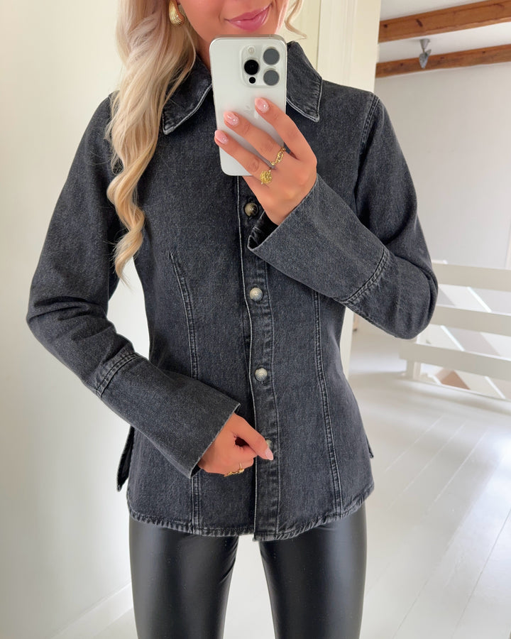Only skjorte nara ls fitted washed black