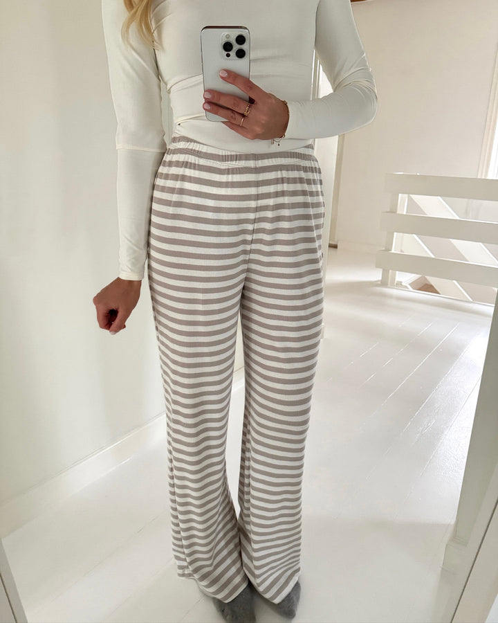 Vero Moda bukser lise hw wide silver lining stripes snow white