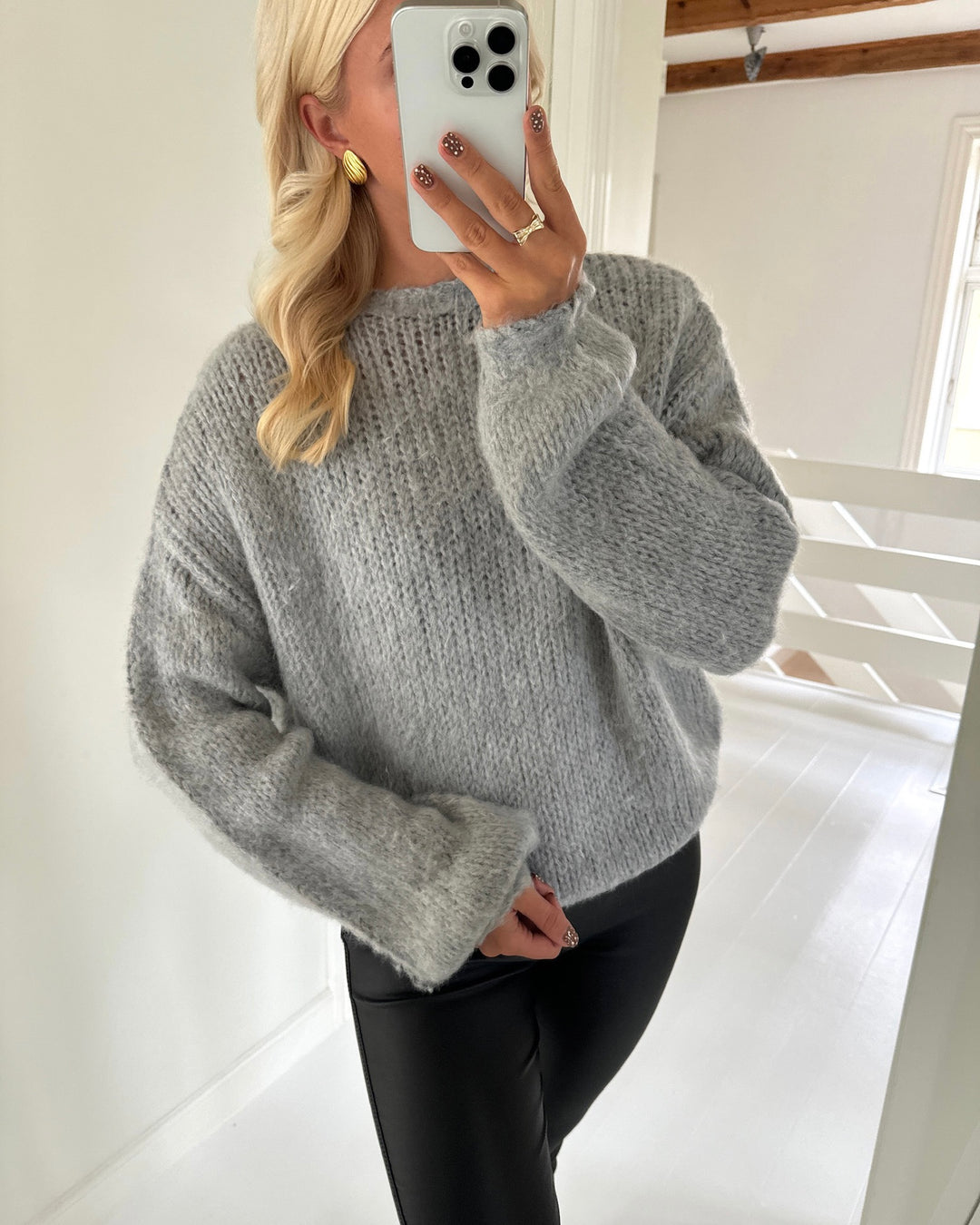 Sister's Point striktrøje lidar-pu1 l.grey melange