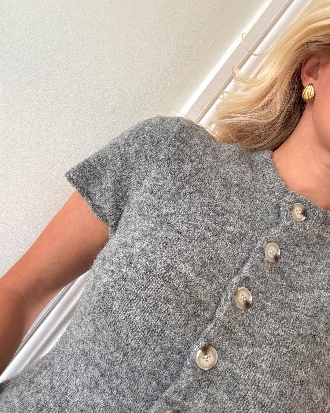 Y.A.S cardigan enya ss knit medium gray melange