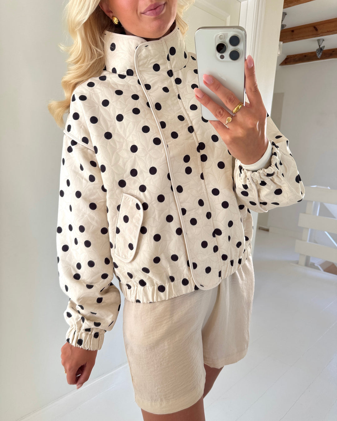 Y.A.S jakke fipa ls quilted pristine/black dots