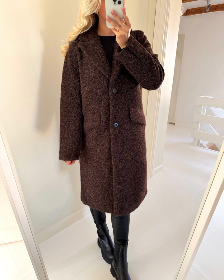 Vero Moda jakke elena long chocolate torte melange