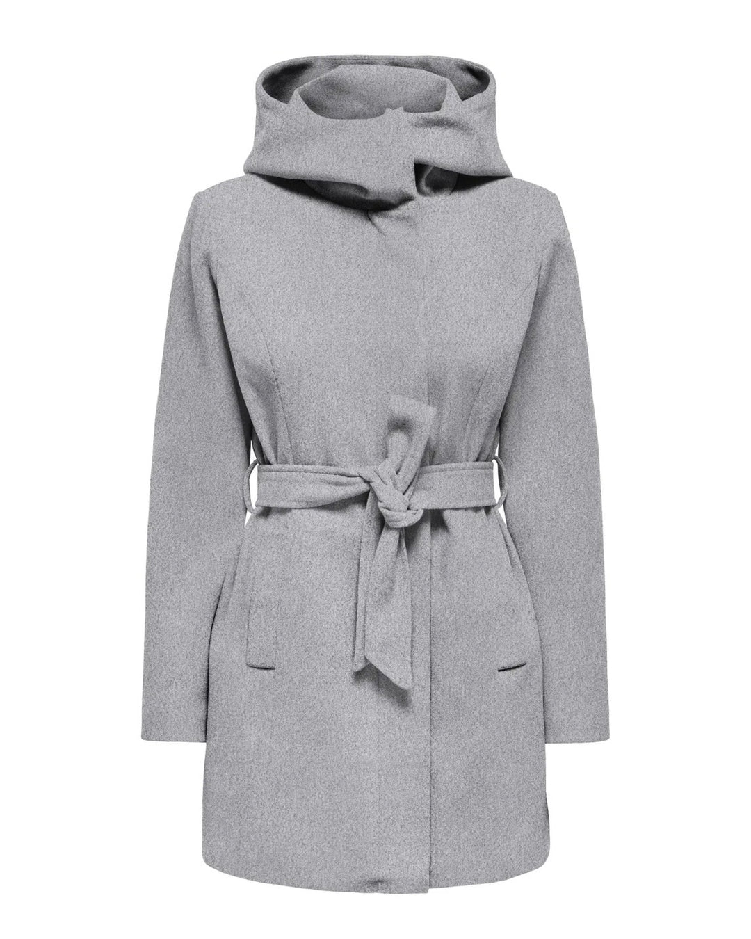 JDY frakke viola life hood belt light grey melange