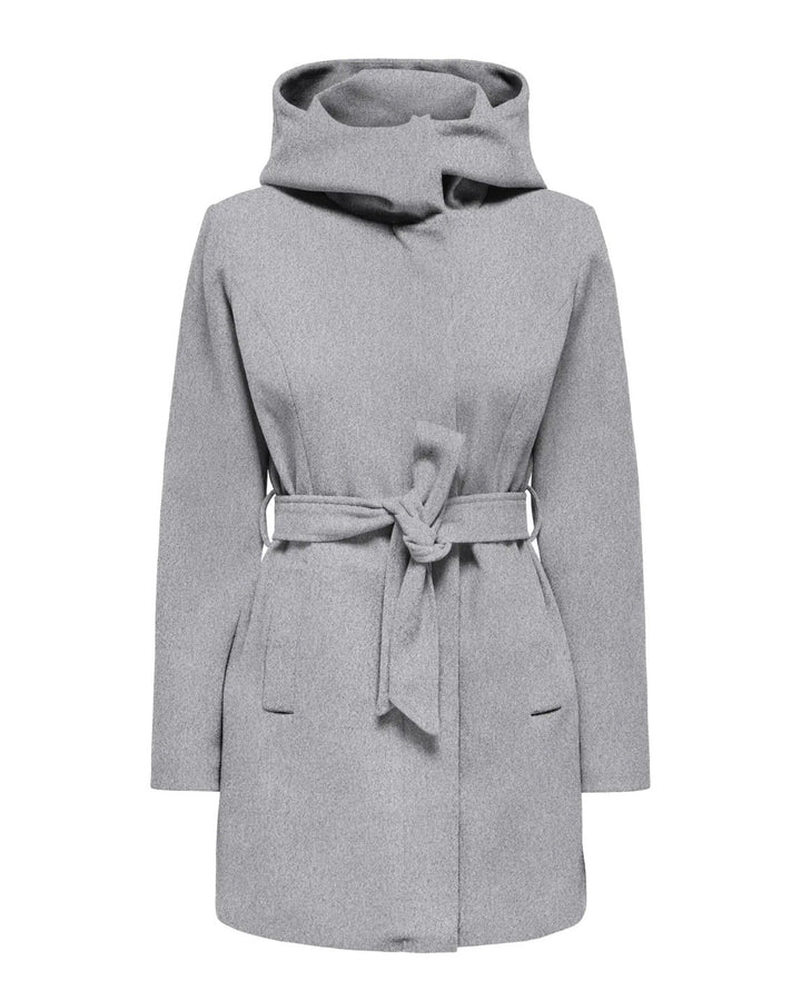 JDY frakke viola life hood belt light grey melange