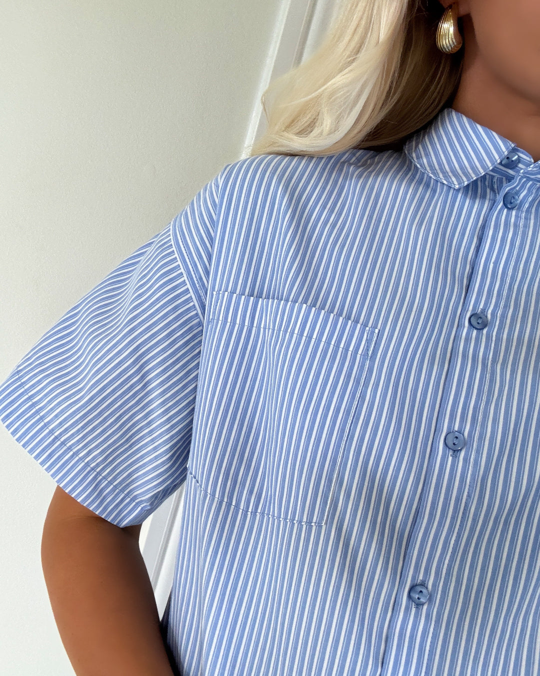 Pieces skjorte femme ss loose wvn d2d cornflower bluse/cloud dancer