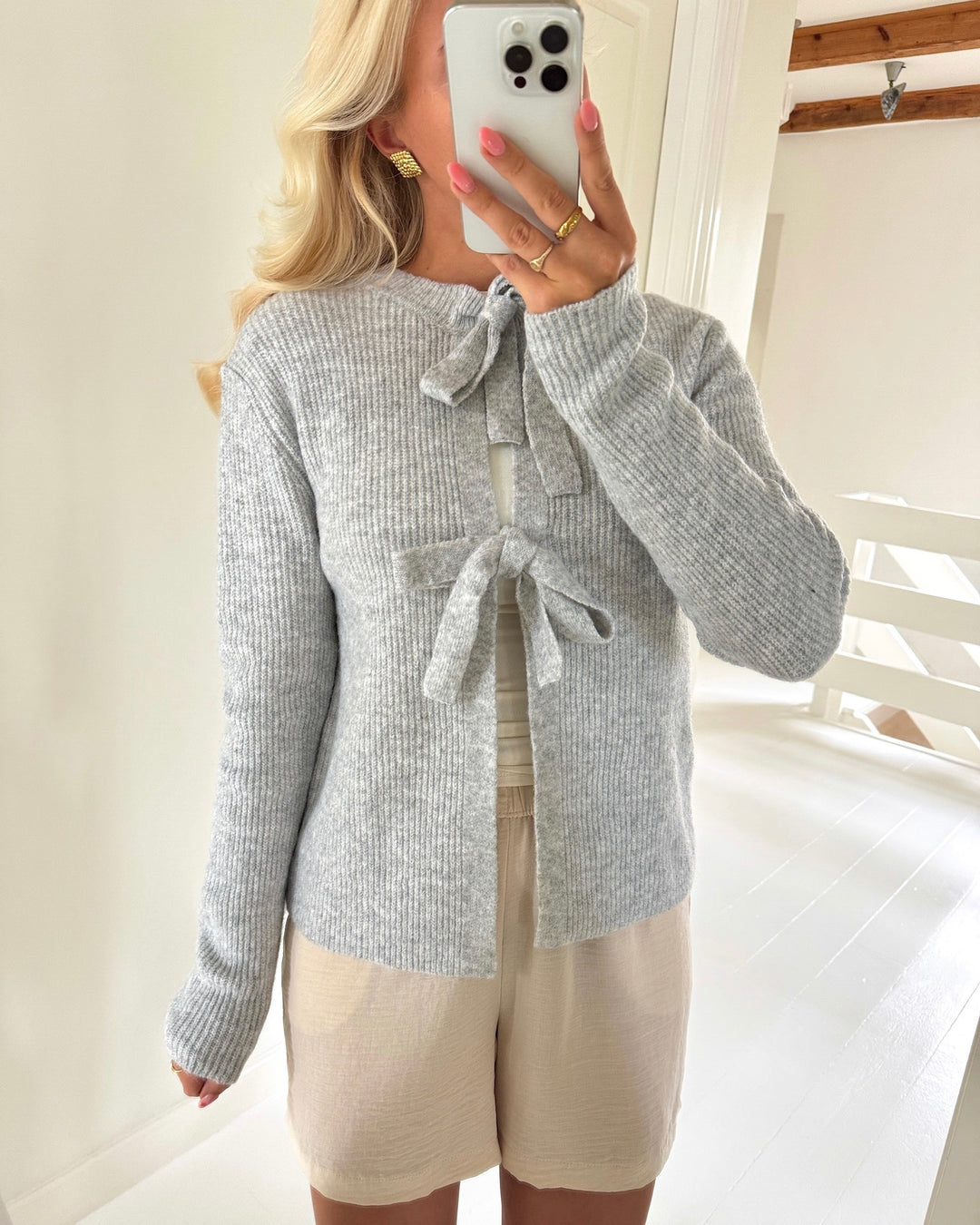 Pieces cardigan silly ls rev light grey melange