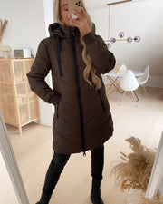 Skylar padded hood jacket chocolate brown
