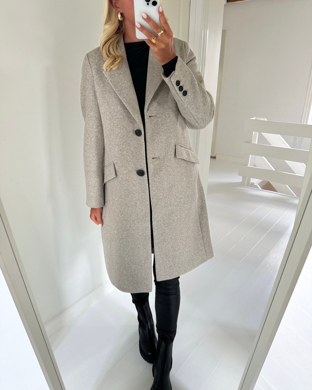 Vero Moda frakke fortunesara long silver mink/melange