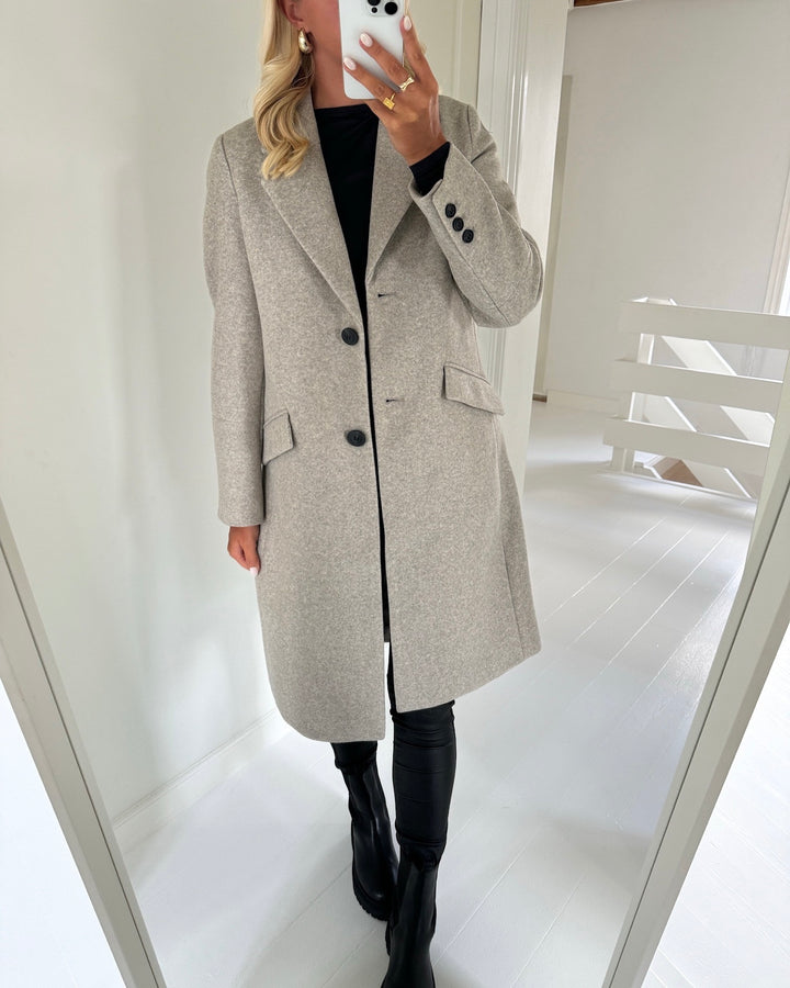 Vero Moda frakke fortunesara long silver mink/melange