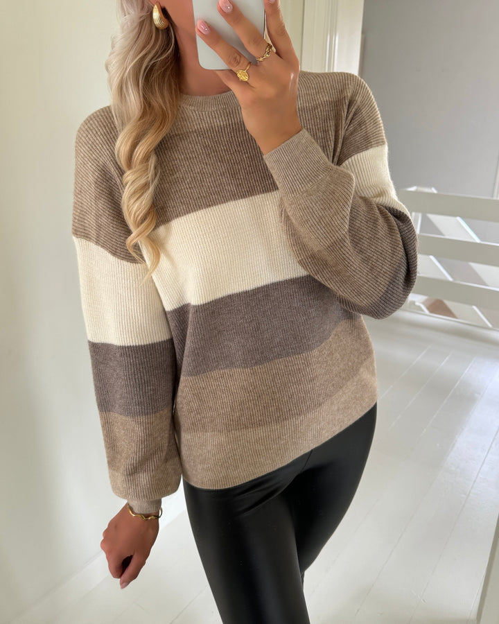 Only sweater aita l/s stripe knt noos feather gray/W. beige