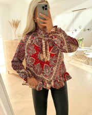 Love1071 blouse red paisley