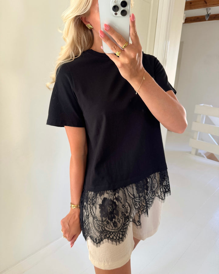 Vero Moda t-shirt brit ss o-neck lace black/dtm lace