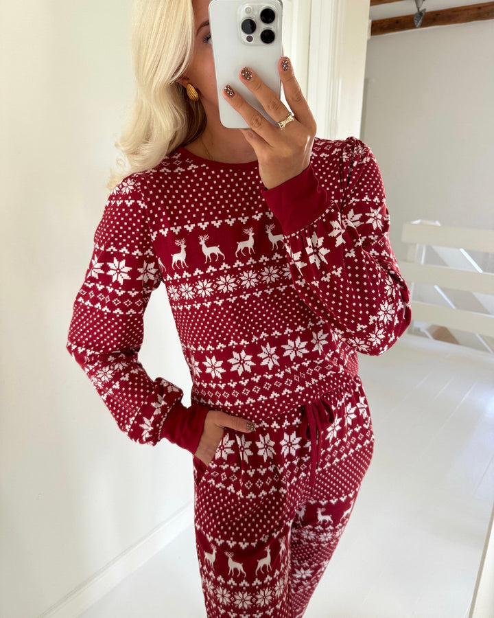 Vero Moda bluse chris ls o-neck karanda red/snow white xmas