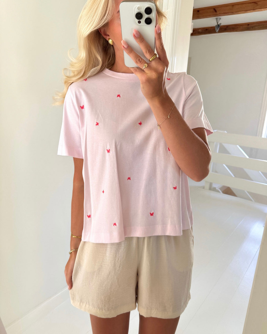 Vero Moda t-shirt sola mette ss pink-a-boo/butterfly