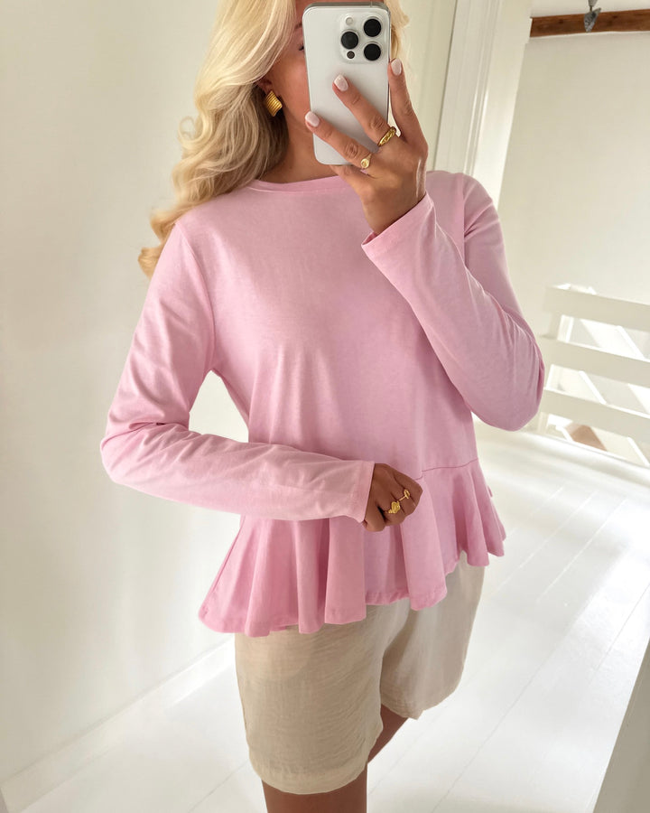 Pieces bluse danilla ls peplum roseate spoonbill