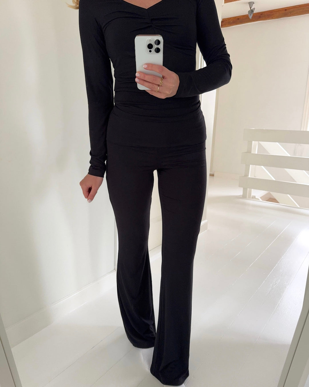 Pieces bukser maliva flared black