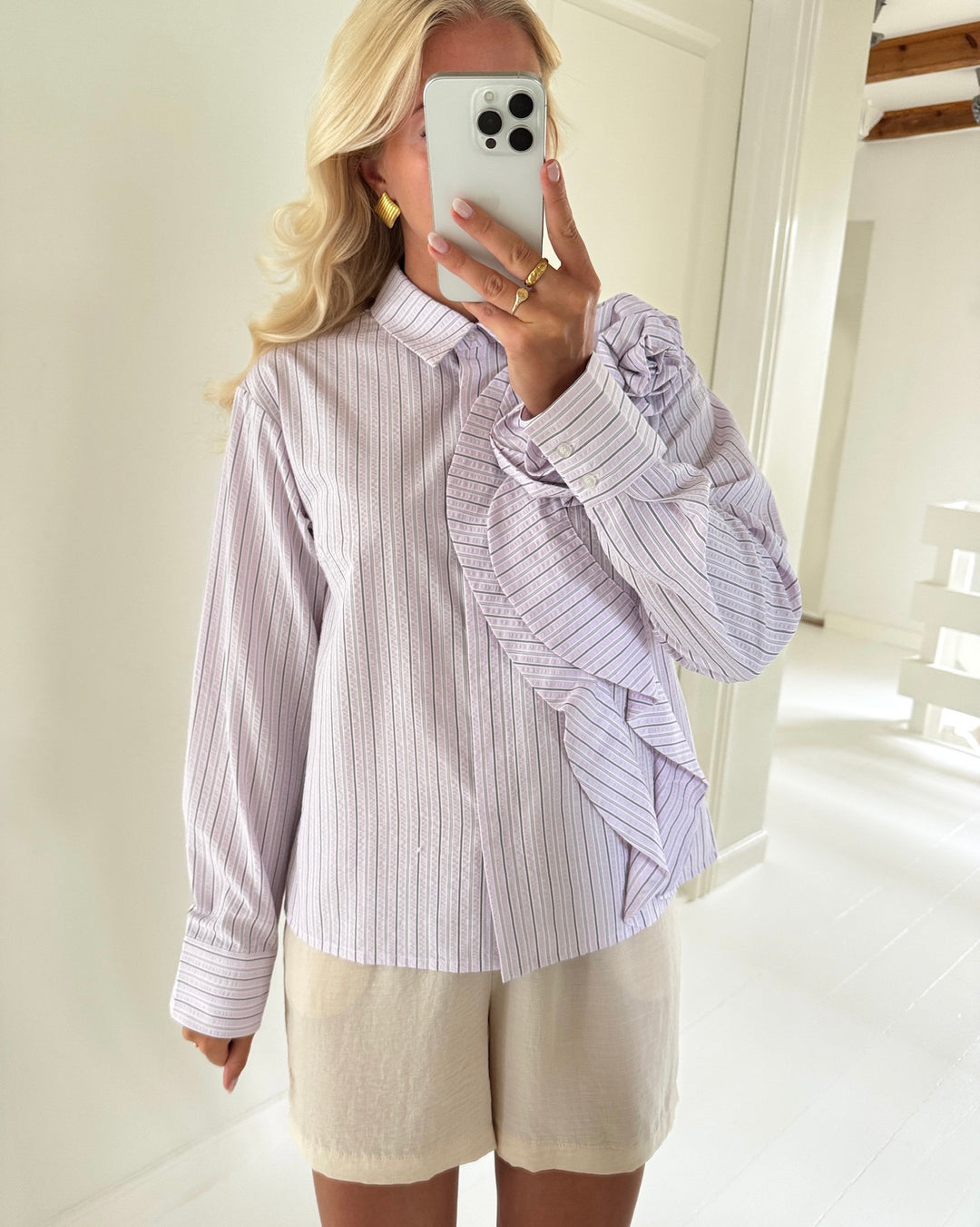 Y.A.S skjorte rosa ls orchid petal/w. stripes
