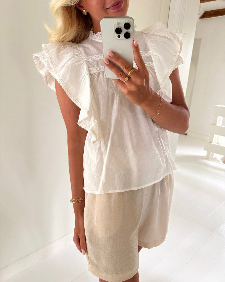 Vero Moda top elix sl frill snow white