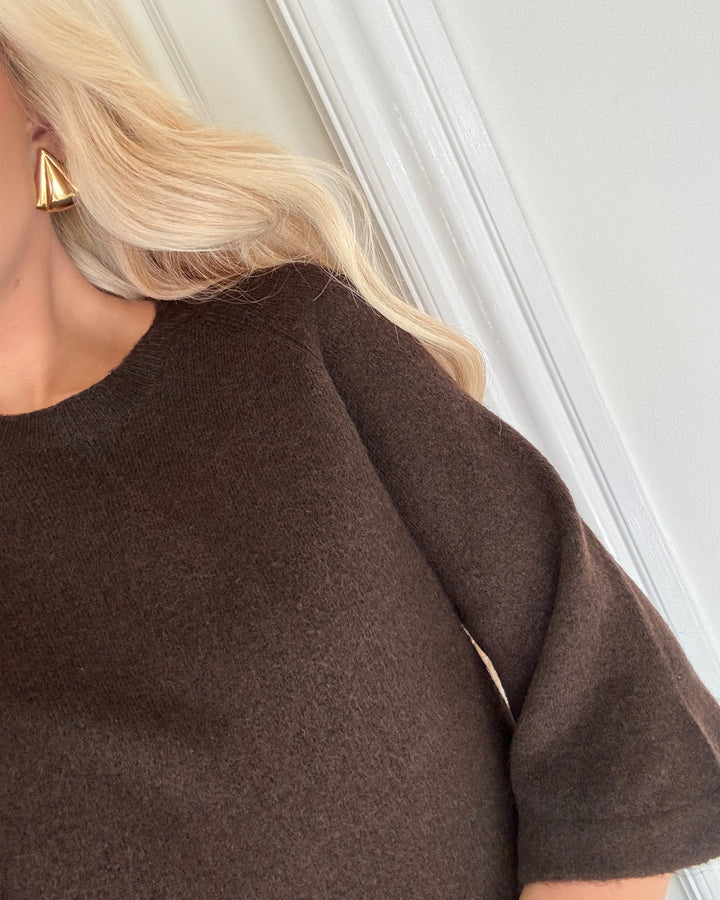Only striktrøje simoni 3/4 knit coffee bean/melange