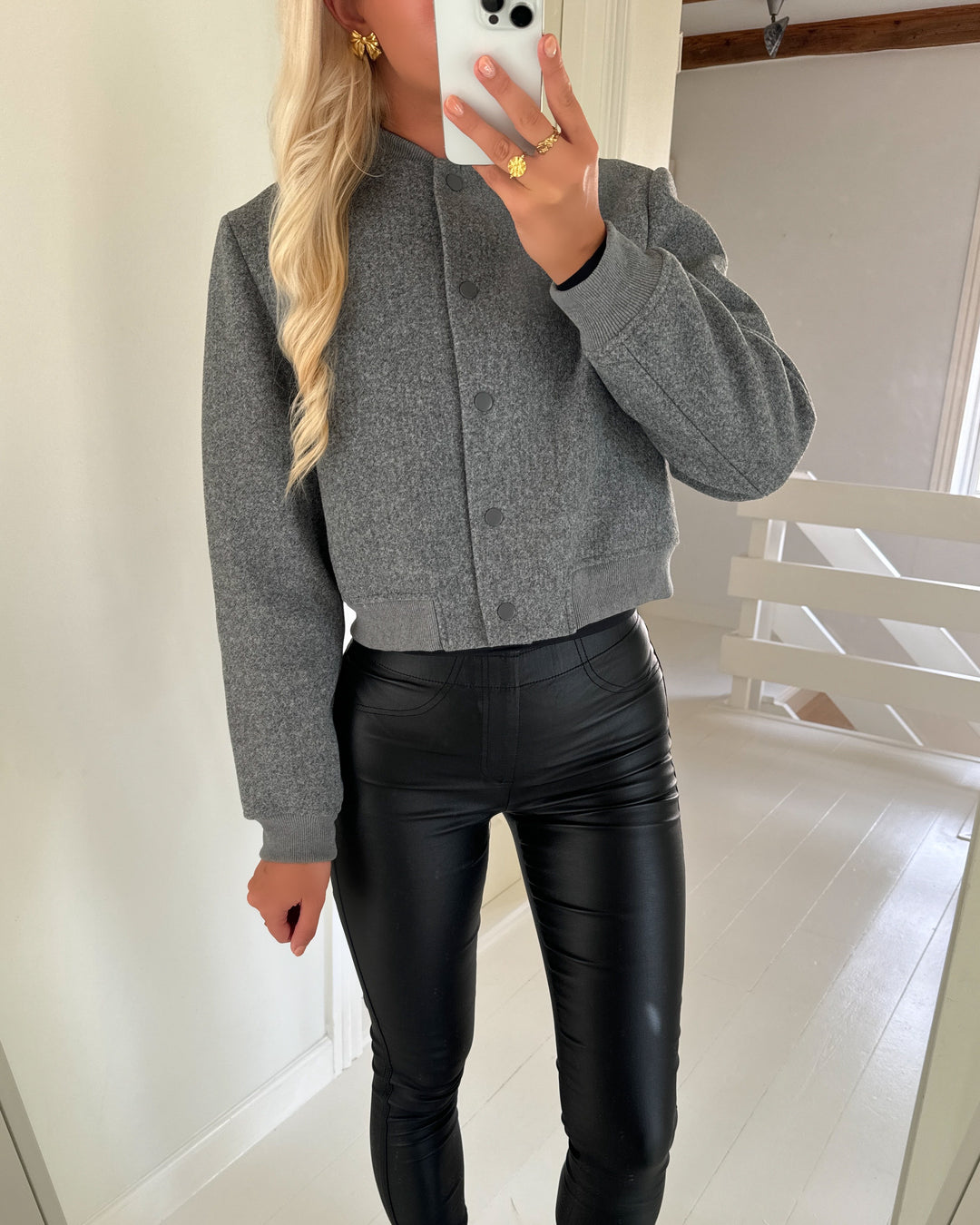 Vero Moda jakke chloe ls short bomber medium grey melange