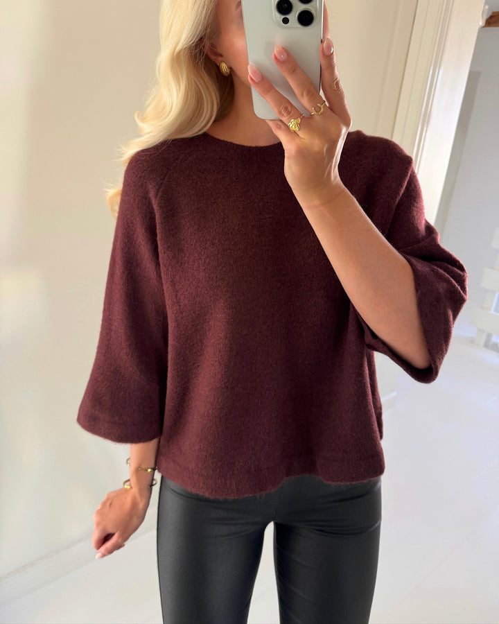 Only striktrøje simoni 3/4 knit port royale melange