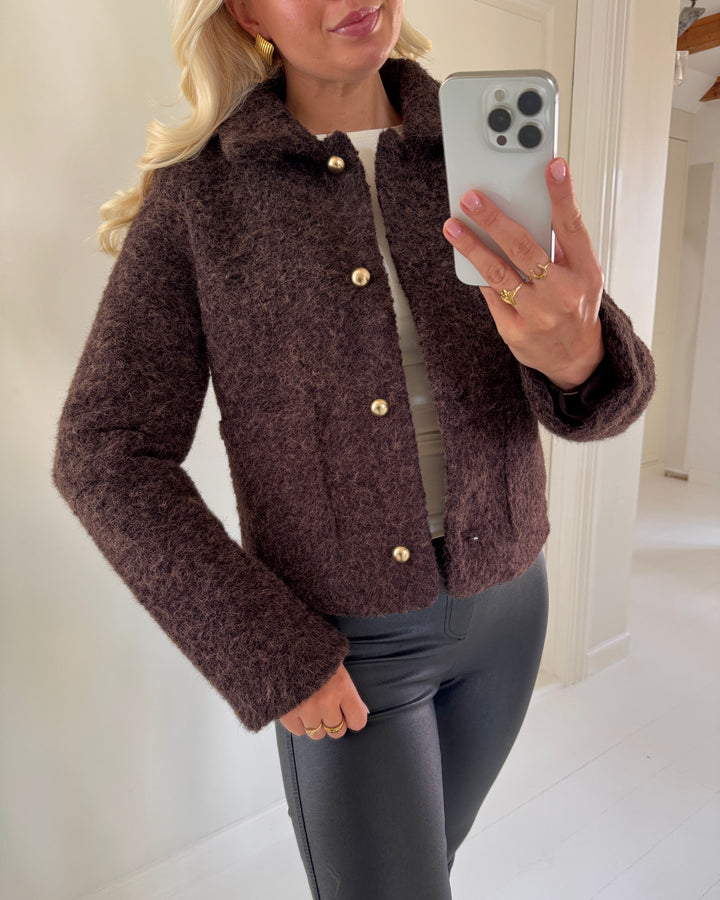 JDY jakke alexa boucle short chocolate torte