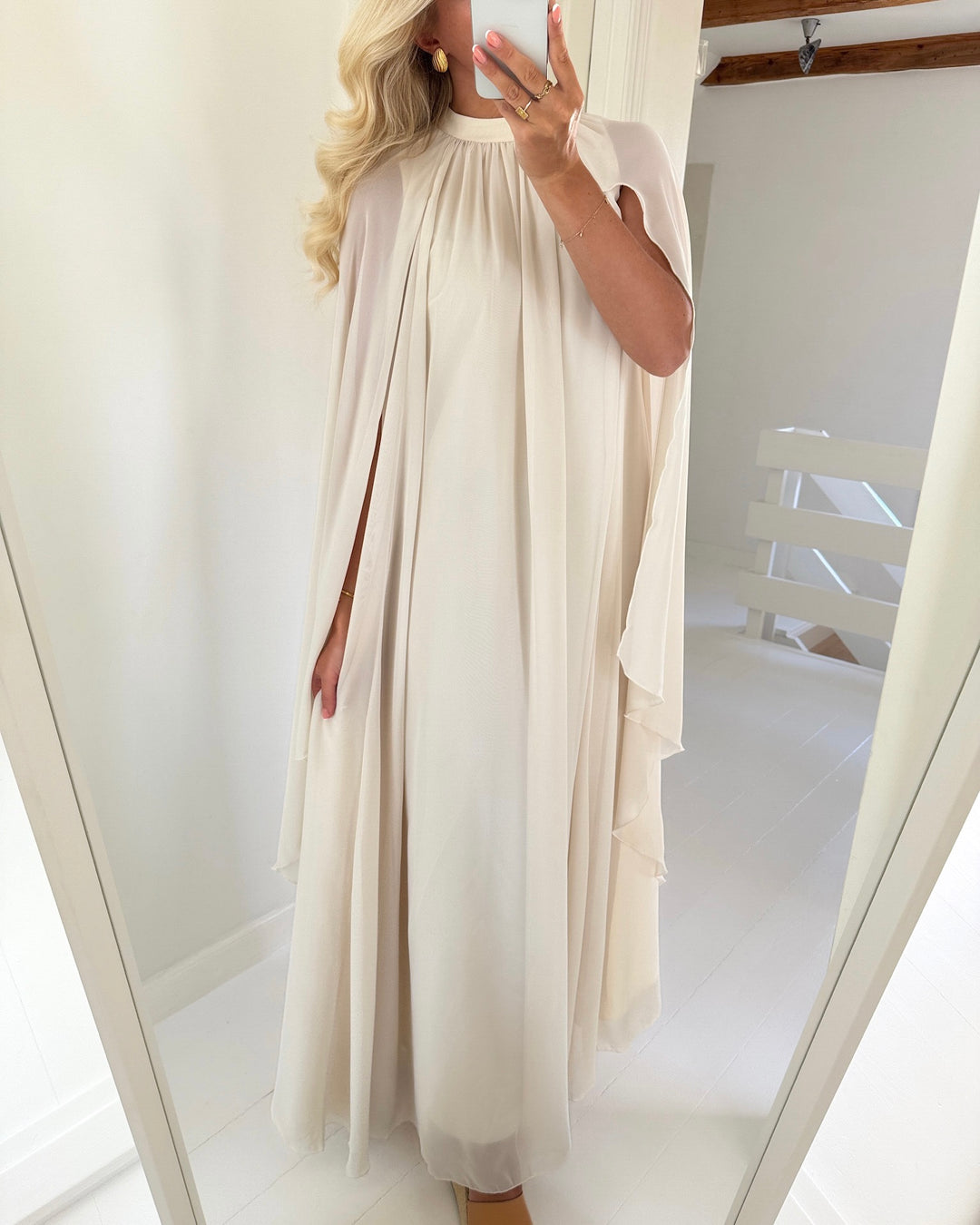 Vero Moda kjole jasmine train sleeves maxi birch