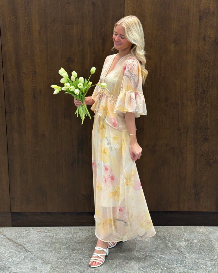 Y.A.S kjole blomina 2/4 ankle afterglow blomina aop - FORUDBESTILLING LEV. START MAJ