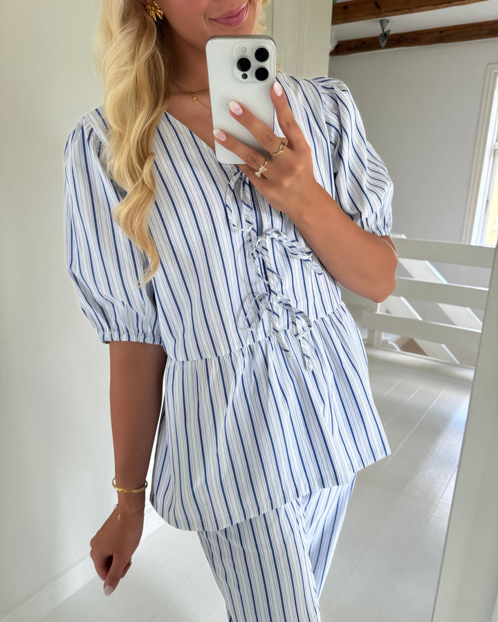 Moves bluse strimma short sleeved turkish sea