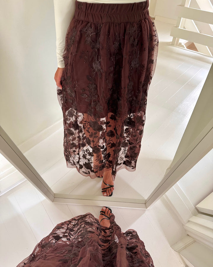 A-View nederdel fuschia dark brown