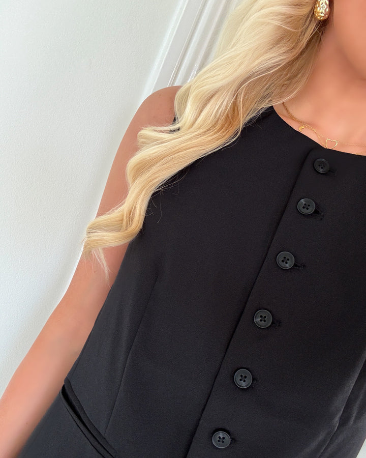 Pieces vest tempre long black